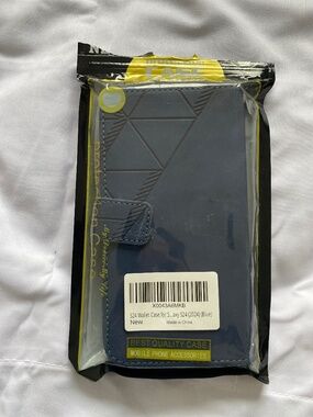 Samsung Galaxy S24 Wallet Case - Navy Blue Leather Folio - NIB
